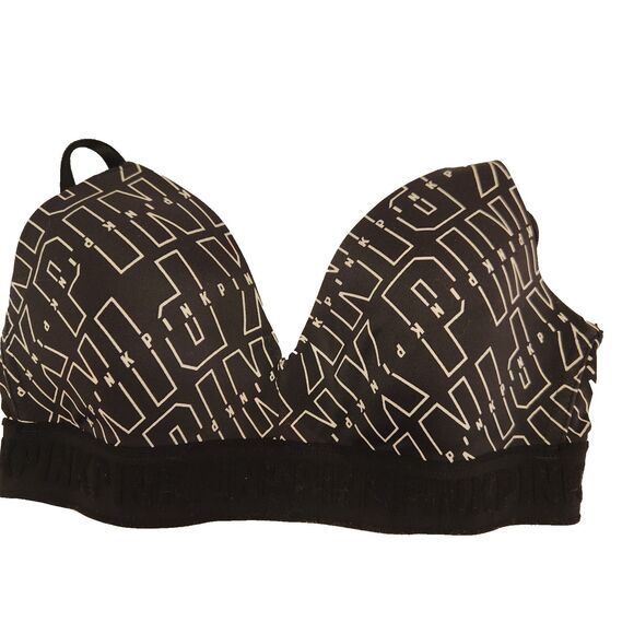 Victoria's Secret Other - PINK Victoria’s Secret Wear Everywhere Wireless Bra Women’s 32C Black White Logo